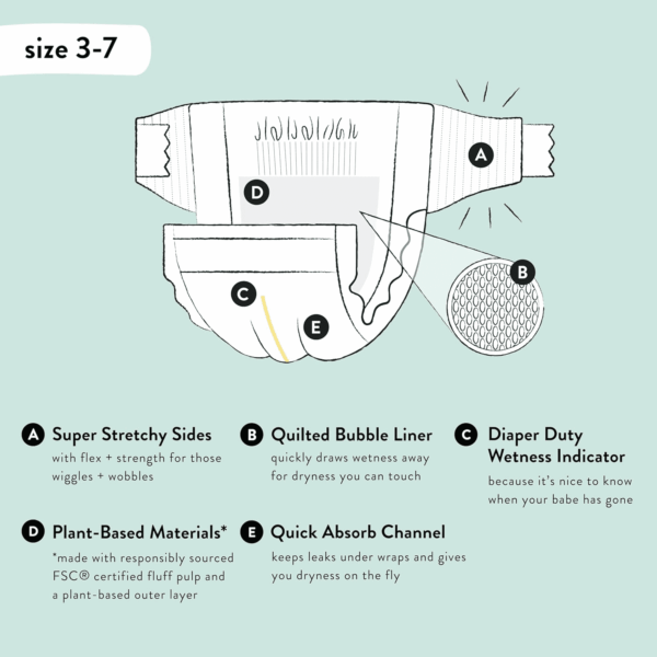 Clean Conscious Diapers for Sensitive Skin | Hypoallergenic, Fragrance Free | Girl Prints | Super Club Box, Size 4 (22-37 Lbs), 104 Count - Image 4