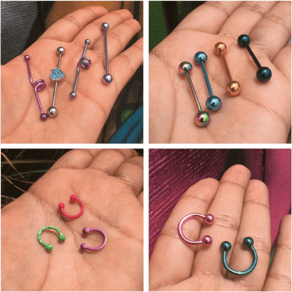 120PC Body Piercing Jewelry - Ear Tragus Cartilage Daith Nose Septum Lip Belly Button - 14G 16G 18G RANDOM Mix - Horseshoe Ring Industrial Barbell Stud - Surgical Steel Acrylic - Image 6