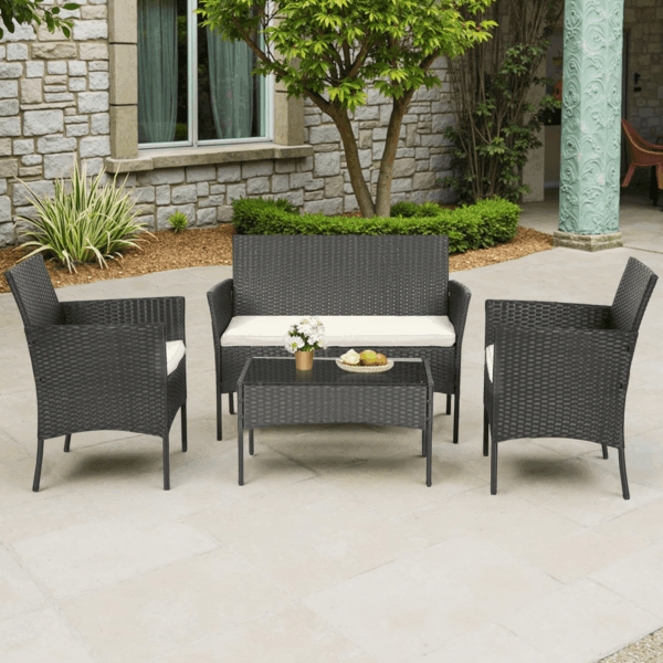 Patio Furniture Set 4 Pieces Outdoor Rattan Chair Wicker Sofa Garden Conversation Bistro Sets for Yard,Pool or Backyard - Image 8