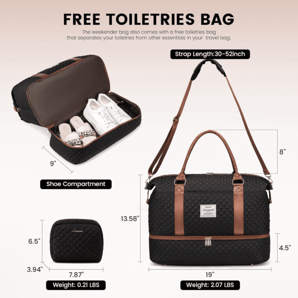 Travel Duffle Bag,Weekender Bags for Women with Shoe Compartment，Carry on Overnight Bag with Toiletry Bag,Gym Duffel Bag with Wet Pocket, Hospital Bags for Labor and Delivery - Image 2