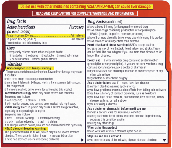 Dual Action with Tylenol, Ibuprofen & Acetaminophen Fast-Acting Dual Action Pain Reliever for Minor Aches & Pains, Ibuprofen (NSAID) 125 Mg & Acetaminophen 250 Mg, 120 Ct - Image 7