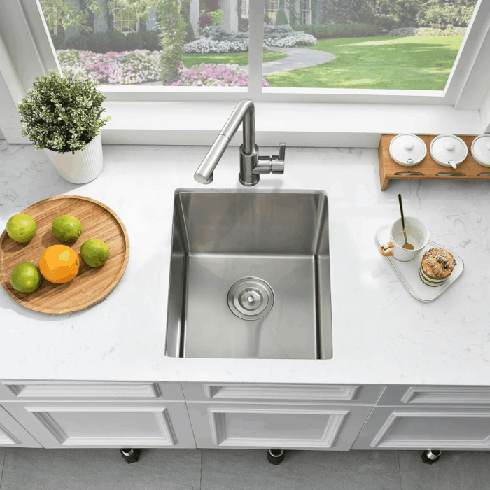 Undermount Bar Sink Stainless Steel- 13X15 Inch Small Kitchen Wet Bar Sink Stianless Steel 16 Gauge Deep Single Bowl Kitchen Sinks with Bottom Dish Grid&Strainer - Image 4