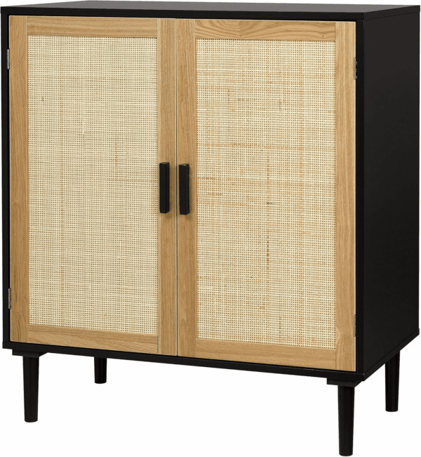 Sideboard Buffet Cabinet, Kitchen Storage Cabinet with Rattan Decorated Doors, Accent Liquor Cabinet for Bar, Dining Room, Hallway, Cupboard Console Table, 31.5X 15.8X 34.6 Inches - Image 2