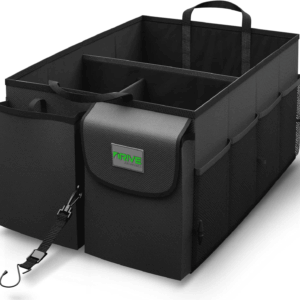Drive Auto Car Trunk Organizer - Collapsible, Multi-Compartment Automotive SUV Car Organizer for Storage W/Adjustable Straps - Truck & Car Accessories for Women and Men - Black