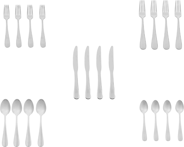 Silverware Set, Stainless Steel Flatware, 20-Piece Forks and Spoons, Service for 4, round Edge - Image 5