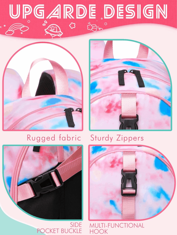High School Backpack for Girls Middle School Bookbag Teens Back to School Bag for College with Large Compartment Mochilas Para Niñas Adolescentes 18" Tie Dye Pink - Image 7