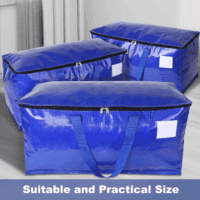 Moving Bags-Heavy Duty Moving Boxes, Storage Totes with Zipper, Reinforced Handles and Tag Pocket-Collapsible Moving Supplies for Moving, Storage and Travel 93L(Blue-6 Pack) - Image 5