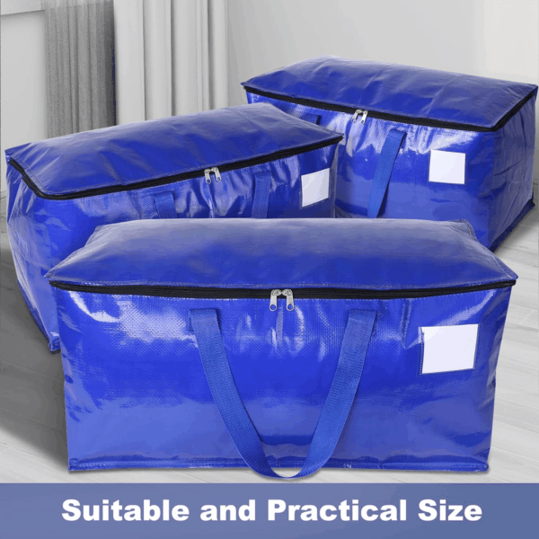 Moving Bags-Heavy Duty Moving Boxes, Storage Totes with Zipper, Reinforced Handles and Tag Pocket-Collapsible Moving Supplies for Moving, Storage and Travel 93L(Blue-6 Pack) - Image 5
