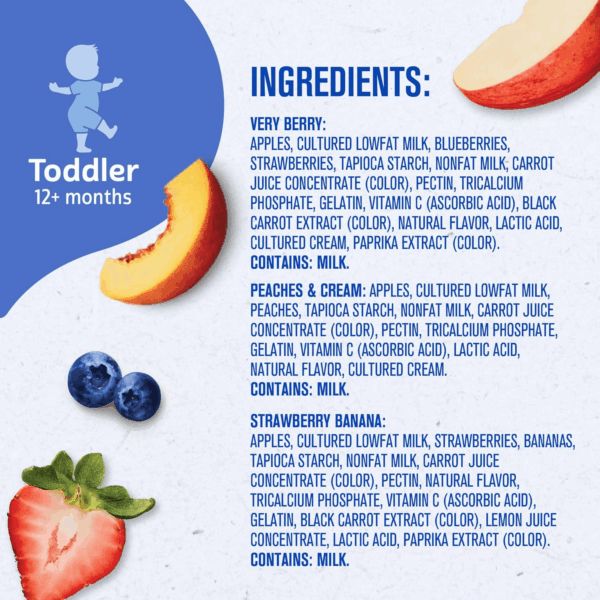 Baby Food Pouches, Very Berry (3), Peaches & Cream (2), Strawberry Banana (2), Value Pack, Fruit and Yogurt, Toddler, (3.5 Oz Each), (Pack of 9) - Image 9