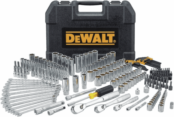 Mechanic Tool Set, 247-Piece, 1/4 In., 3/8 In. and 1/2 In. Drive, SAE, Ratchets, Sockets, Hex Keys, Combination Wrenches, Polish Chrome Finish (DWMT81535)