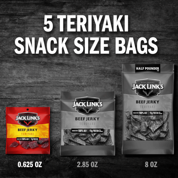 Beef Jerky, Teriyaki, Multipack Bags Flavorful Meat Snacks for Lunches, Ready to Eat Protein Snacks, Individual Packs - 7G of Protein, Made with 100% Beef 0.625 Oz (Pack of 5) - Image 6