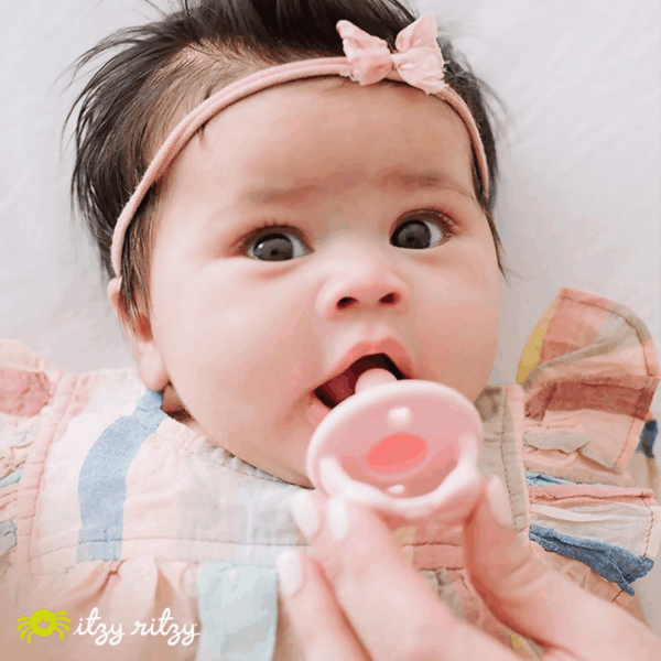 Silicone Pacifiers for Newborn - Sweetie Soother Pacifiers Feature Collapsible Handle & Two Air Holes for Added Safety; for Ages Newborn and Up, Set of 2 in Light Pink & Dark Pink - Image 7