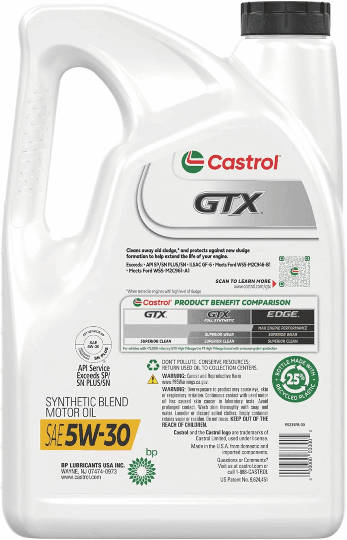 GTX 5W-30 Synthetic Blend Motor Oil, 5 Quarts - Image 3