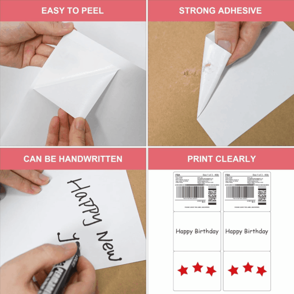 3-1/3" X 4" Printable White Sticker Labels, 300 Labels for Laser/Inkjet Printing - Matte (300 Labels, 50 Sheets) - Image 4