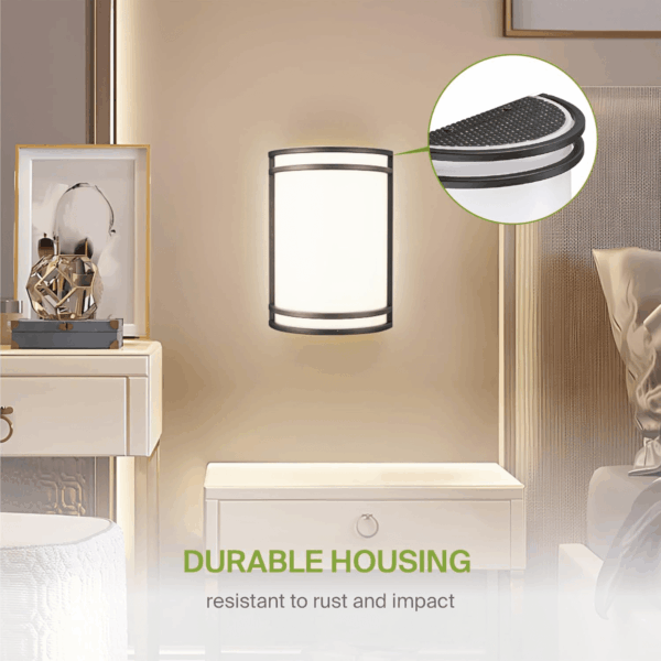 LED Indoor Wall Mount Light Fixture - 10 Inch Modern Interior Matte Black Wall Sconce Lighting - 3000K 4000K 5000K Adjustable - Half Cylinder Hallway Light Fixture - ETL & Energy Star - Image 4