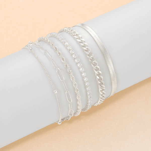 Dainty Silver Ankle Bracelets for Women Waterproof, S925 Sterling Silver Anklets Jewelry Layered Cuban Chain Herringbone Cute Anklets Set Pack Summer Beach Gift for Women Teen - Image 6