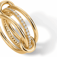 14K Gold Plated Interlocked Stackable Rings for Women - Statement Mixed Metals Multi Ring Stack - Cubic Zirconia Two-Toned Connected Bands Stacking Jewelry - Image 3
