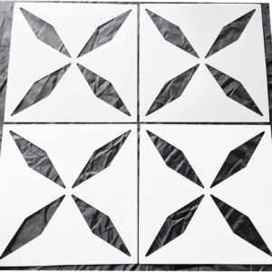 4Pcs Reusable Tile Stencils 12X12 Inch, Concrete Patterns, for Patio, Large Painting Floors, Wall Painting, Creamy-White, Stencils-4Lingxing