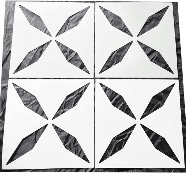 4Pcs Reusable Tile Stencils 12X12 Inch, Concrete Patterns, for Patio, Large Painting Floors, Wall Painting, Creamy-White, Stencils-4Lingxing