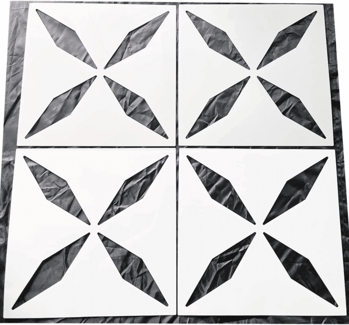 4Pcs Reusable Tile Stencils 12X12 Inch, Concrete Patterns, for Patio, Large Painting Floors, Wall Painting, Creamy-White, Stencils-4Lingxing