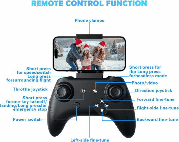 Drone with Camera, 1080P FPV Drone Camera with Remote Control Quadcopter, Gestures Selfie, One-Key Take Off/Landing, Speed Adjustment, 3D Flips, 2 Batteries Mini Drone for Adults Kids - Image 7