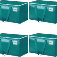 Moving Bags-Heavy Duty Moving Boxes, Storage Totes with Zipper, Reinforced Handles and Tag Pocket-Collapsible Moving Supplies for Moving, Storage and Travel 93L(Green-4 Pack)
