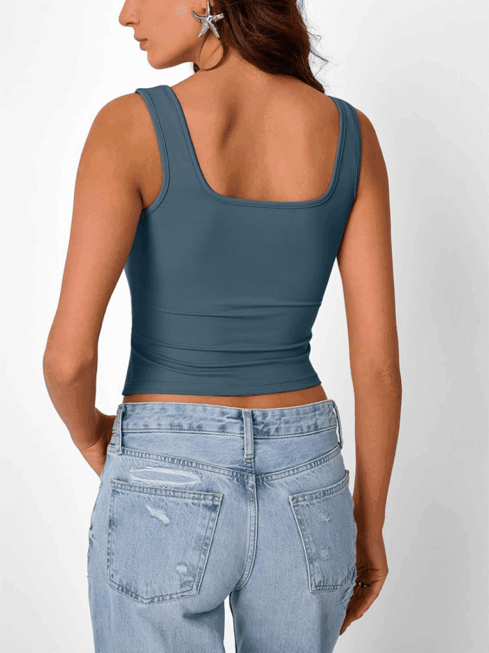 Going Out Tops for Women Y2K Summer Teen Girls Cute Crop Tank Top Square Neck Basci Bow Clothes 2025 Camisole - Image 4