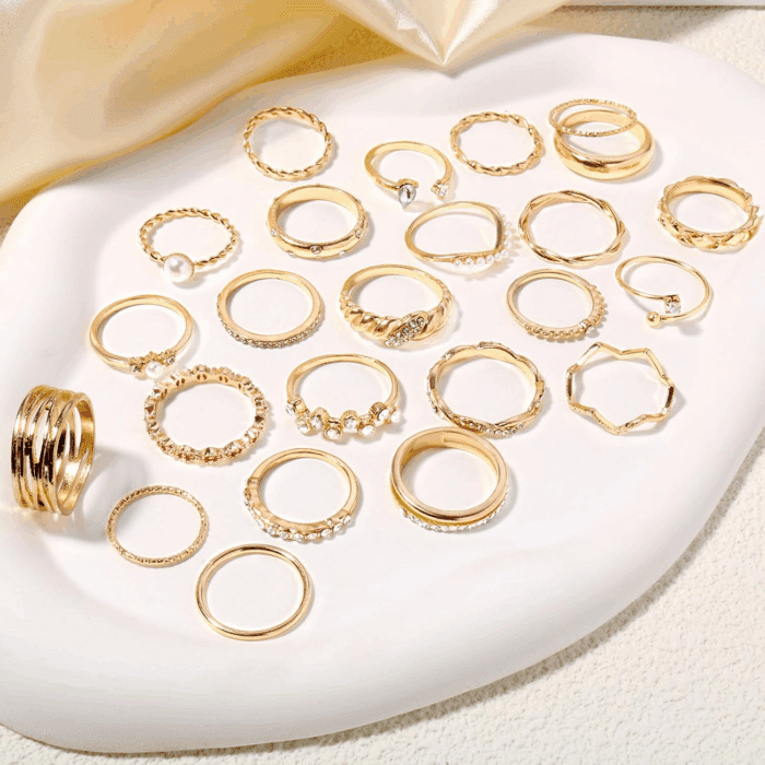 Gold Knuckle Rings Set for Women Stackable Joint Finger Midi Rings Dainty Cubic Crystal Zirconia Simple Hollow Twist Cute Rings Pack Jewelry Gift - Image 5