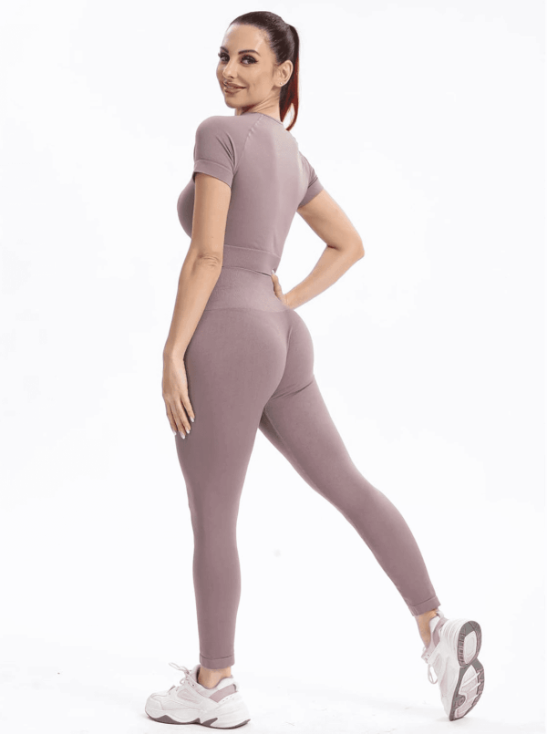 Workout Sets for Women Two Piece Outfits Seamless High Waist Leggings Yoga Crop Tops Athletic Sports Gym Sets - Image 5