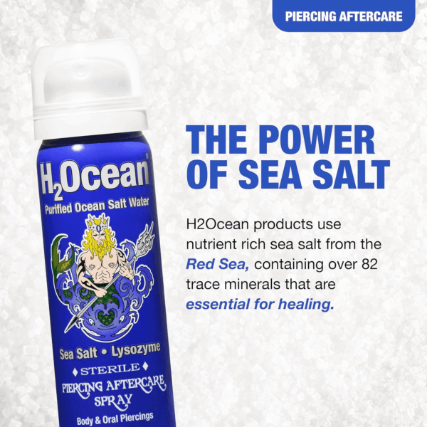 Piercing Aftercare Spray, Sea Salt Spray for Piercing Care, Organic Ear, Nose, Navel, Oral & Body Piercing Spray – 1.5Oz - Image 3