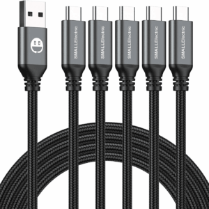 USB Type-C to a Cable 5Pack 6Ft Braided Fast Charging 3A Quick Charger Cord, 6 Foot Compatible Iphone 16/15,Samsung Galaxy S10 S9 S8 Plus, Note 10 9 8, LG V50 V40 G8 G7(Grey)