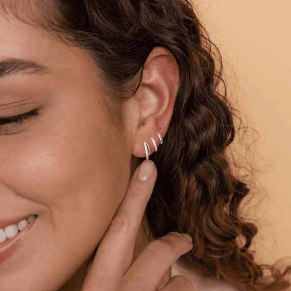 Small Sterling Silver Huggie Hoop Earrings Set for Women, 14K Gold Plated Cartilage Earings for Multiple Piercing Hypoallergenic Trendy Jewelry, Dainty Tiny Mini Stack Cubic Zircon Earring Gift - Image 2
