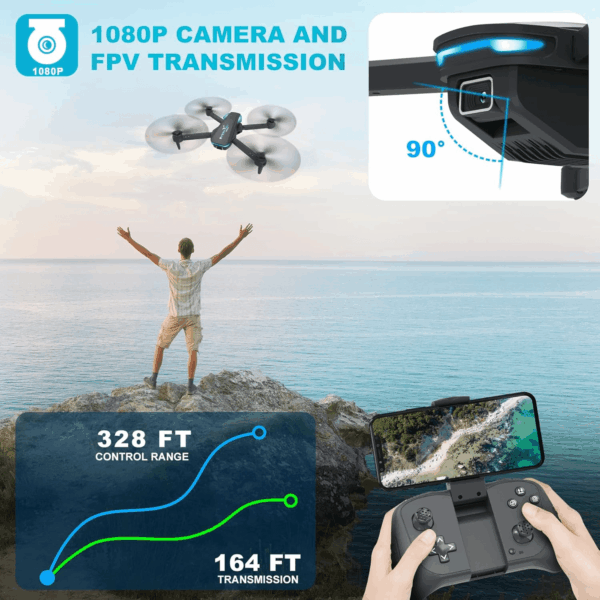 Drone with 1080P Camera for Beginners and Kids, Foldable Remote Control Quadcopter with Voice Control, Gestures Selfie, Altitude Hold, One Key Start, 3D Flips, 2 Batteries, Toy for Boys Girls - Image 5