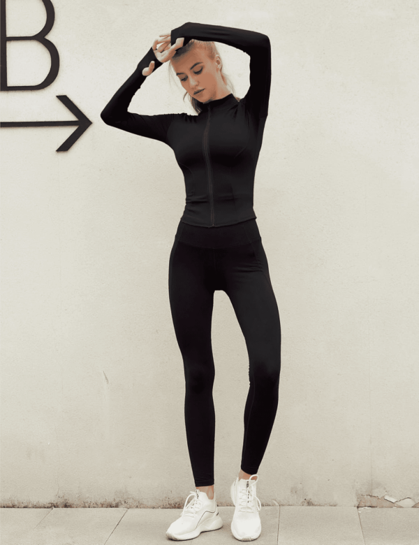 Womens Lightweight Full Zip Running Track Jacket Workout Slim Fit Yoga Sportwear with Thumb Holes - Image 8