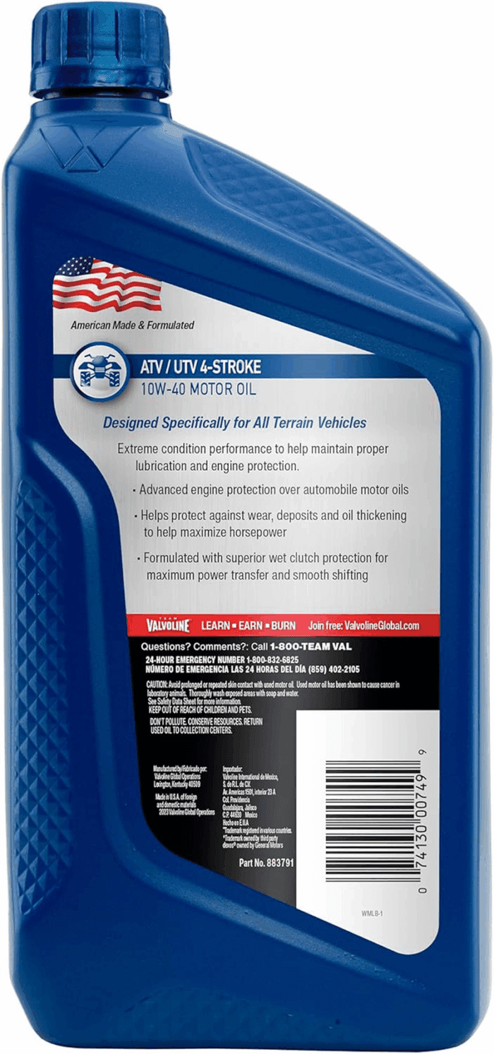 4-Stroke ATV/UTV SAE 10W-40 Motor Oil 1 QT, Case of 6 - Image 3