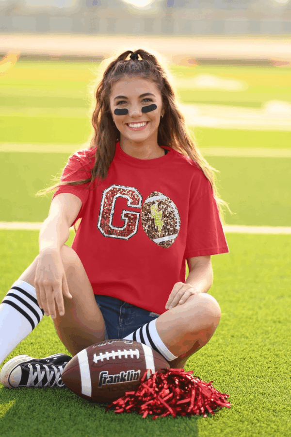 Oversized Football Shirts Womem'S Game Day Shirt Sparkle Graphic Tee Tops Casual Short Sleeve Shirt Vintage T-Shirt - Image 3