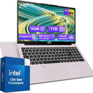 15.6-Fhd-Laptop Student-Laptop, 16GB RAM 1TB SSD, Intel Pentium Quad-Core N100 Processor (Up to 3.4Ghz) Backlit Keyboard Fingerprint Wifi 6 BT5.2 Business-Laptop, 2 Years Warranty Windows 11 Laptop