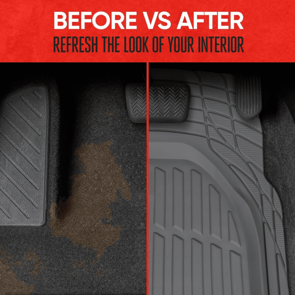 2 Piece Front Car Floor Mats- Gray Flextough Contour Liners-Deep Dish Heavy Duty Rubber Floor Mats for Car SUV Truck & Van-All Weather Protection, Universal Trim to Fit - Image 6