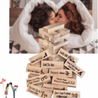 Lust Tower - Super Naughty Game for Adults, 48Pcs Couples Tumbling Block Game, Valentine Stacking Wooden Blocks for Grown Ups (1 Set)