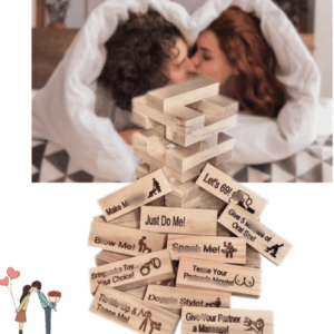 Lust Tower - Super Naughty Game for Adults, 48Pcs Couples Tumbling Block Game, Valentine Stacking Wooden Blocks for Grown Ups (1 Set)