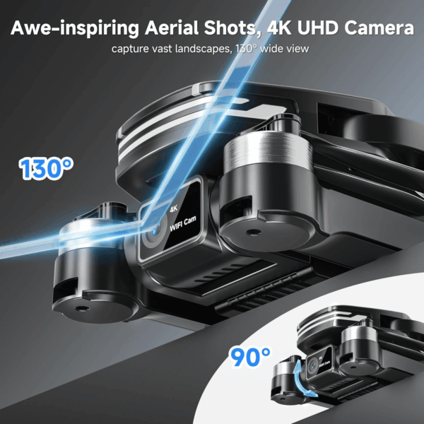 Drones with Camera for Adults 4K Brushless Motor Drone for Kids Beginners, FPV Foldable RC Quadcopter with Propeller Guards, 2 Batteries, 1500Mah, 130° Lens, Wifi, Voice Control, Gesture Photography, Gift Toys for Men Boys - Image 3
