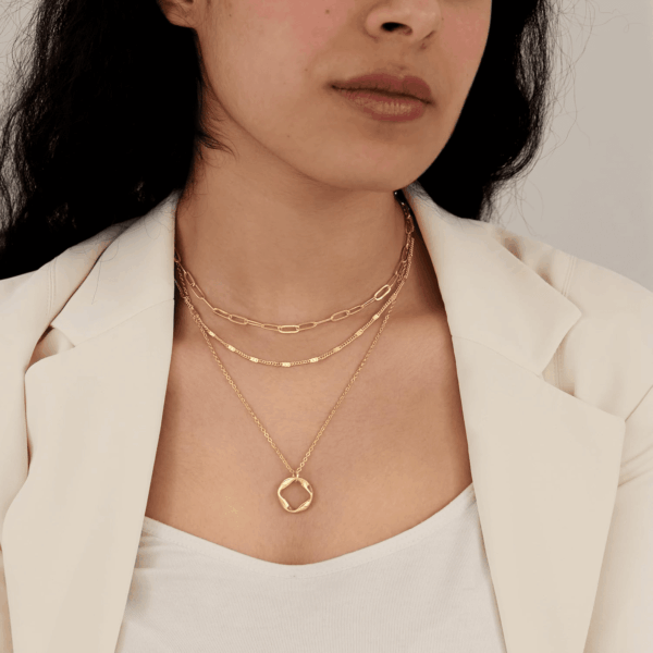 Layered Gold Necklaces for Women,Stackable Dainty 14K Gold Silver Plated Trendy Circle Paperclip Chain Pendant Choker Necklace,Simpl Diamond Cross Bow Jewelry Set Gifts for Women - Image 2