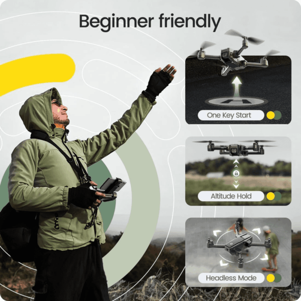 HS440 Foldable FPV Drone with 1080P Wifi Camera for Adult Beginners and Kids; Voice Gesture Control RC Quadcopter with Modular Battery for Long Flight Time, Auto Hover, Carrying Case - Image 3