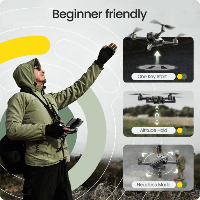 HS440 Foldable FPV Drone with 1080P Wifi Camera for Adult Beginners and Kids; Voice Gesture Control RC Quadcopter with Modular Battery for Long Flight Time, Auto Hover, Carrying Case - Image 3