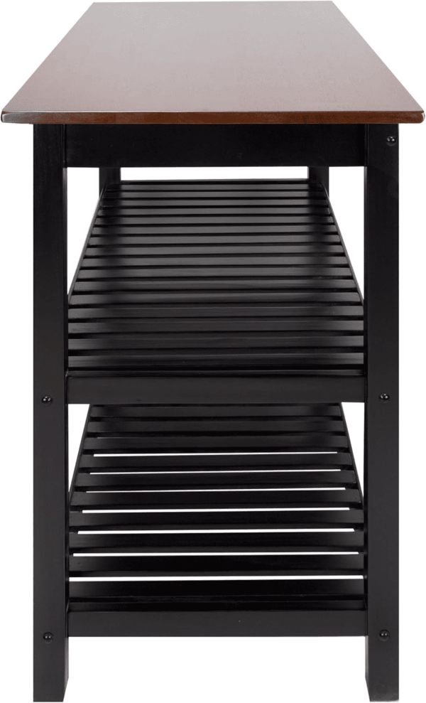 Kitchen Island with Solid American Hardwood Top, Walnut&Black - Image 2
