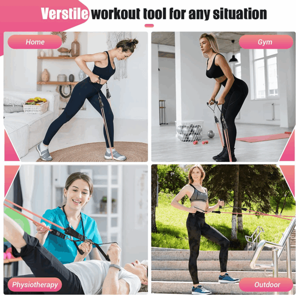 Resistance Bands with Handles for Women, 5 Level Exercise Bands Workout Bands for Physical Therapy, Yoga, Pilates, Door Anchor, Storage Pouch - Image 6