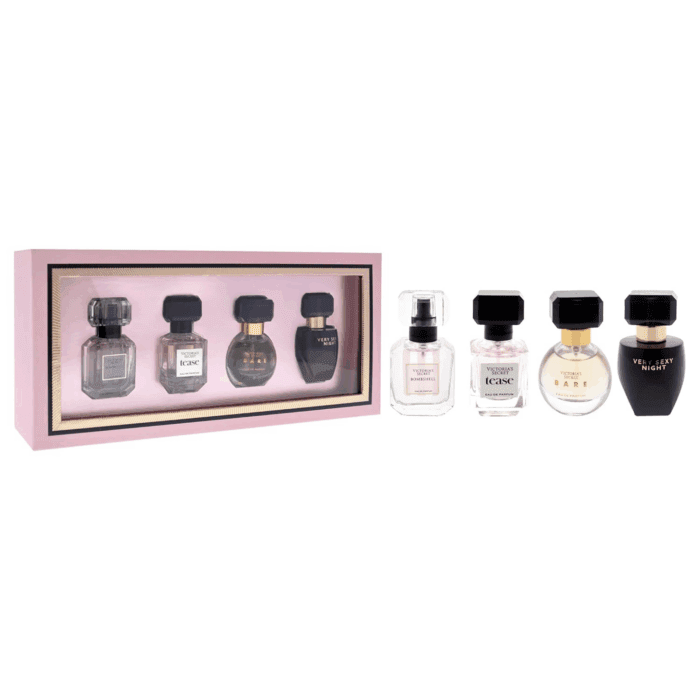 Fragrance Discovery Set for Women - 4 Pc Mini Gift Set with Bombshell, Tease, Bare, and Very Sexy Night EDP Sprays (0.25Oz Each) - Image 3