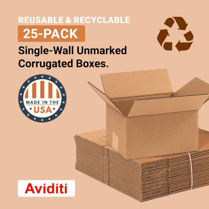 Corrugated Cardboard Box 9"L X 7"W X 5"H (Pack of 25), Cardboard Boxes Perfect for Moving, Storing, Packing & Shipping, Ideal for Small & Medium Items, Storage, and Mailing - Image 3