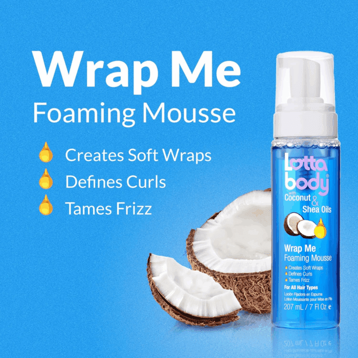 Lottabody Coconut Oil and Shea Wrap Me Foaming Curl Mousse , Creates Soft Wraps, Hair Mousse for Curly Hair, Defines Curls, anti Frizz, 7 Fl Oz - Image 2