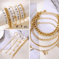 6 PACK (24 PCS) Boho Gold Chain Bracelets Set for Women, 14K Gold Plated Multiple Layered Stackable Open Cuff Wrap Bangle Adjustable Link Italian Cuban Jewelry for Women Gift - Image 2